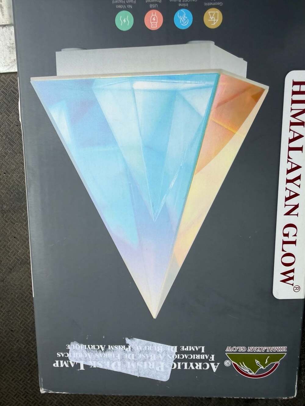 Himalayan Glow Acrylic Prism Desk Lamp 5.9x5.9x8.5 Inch Iridescent
